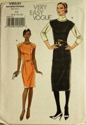 8531 VOGUE SO EZ STRAIGHT- TAPER LINED CAP SLEEVE DRESS PATTERN 6-12 UNCUT